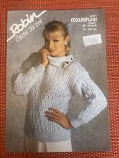 WOMENS COLLARED CHUNKY KNIT JUMPER 30”-40” VTG KNITTING PATTERN ROBIN 14097