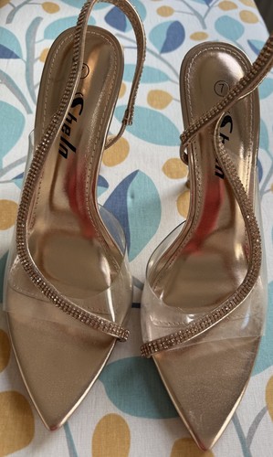 Gold diamante heels us - uk, (us