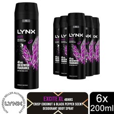 Lynx XL 48-H High Definition Fragrance Excite Body Spray Deodorant 6 Pack, 200ml