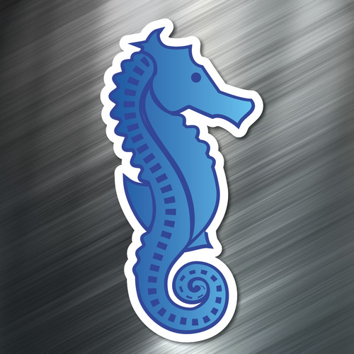 One blue seahorse decal - blue,