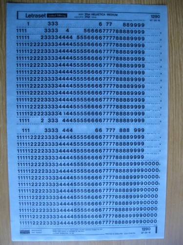 Letraset numbers helvetica - letraset,