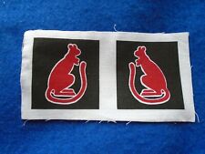 PAIR UNCUT 7TH ARMOURED DIVISION RED DESERT RATS CLOTH ARM BADGES, REPRODUCTIONS
