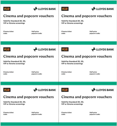 Vue cinema tickets - cinema, half