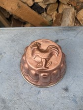 Antique French Chicken Copper Tin Lined Jelly Cake Pie Mould