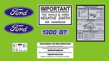 FORD ESCORT Mk1 & Mk2 1300GT Sport. Under Bonnet Decal Set