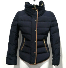 Zara Basic Women's Dark Blue with Brown Edging Jacket Size M Down Feather