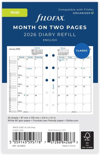 Filofax mini month two - on,
