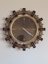 Metamec Quartz Wall Clock Vintage Works Sunburst Arabic Aztec Style 1970s Chic 