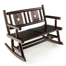 Wooden Rocking Bench Double