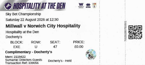 Used match ticket stub - *,