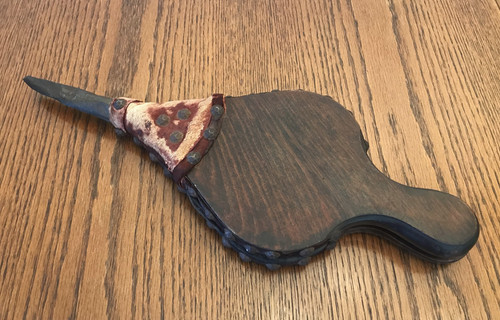 Vintage wood leather studded - &,