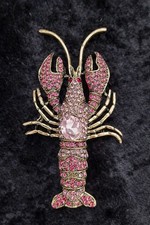 Large pink lobster brooch - large,