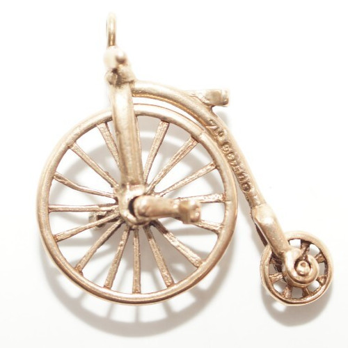 9ct penny farthing gold charm - 9ct,
