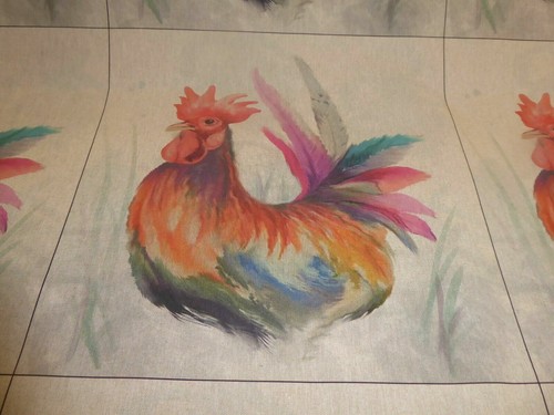 Rooster linen look cotton - rooster,