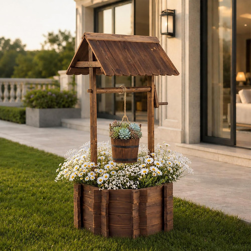 Wooden wishing well outdoor - well,