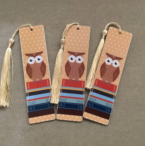 Mini owl wooden bookmarks - 3x,