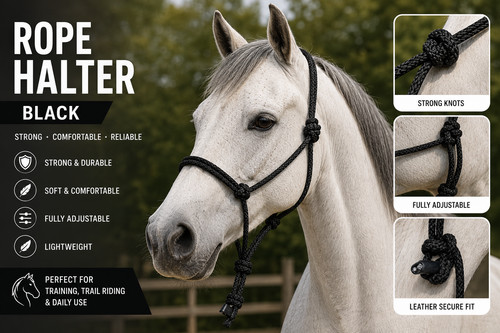 Horse rope halter - horse, adjustable