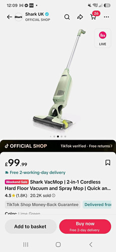 Shark vacmop 1 cordless - vacmop, 2-in-1