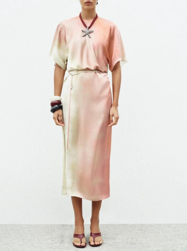 Zara pink green satin - pink, effect