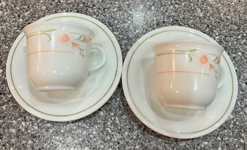 Pyrex peach garland cup - x, /
