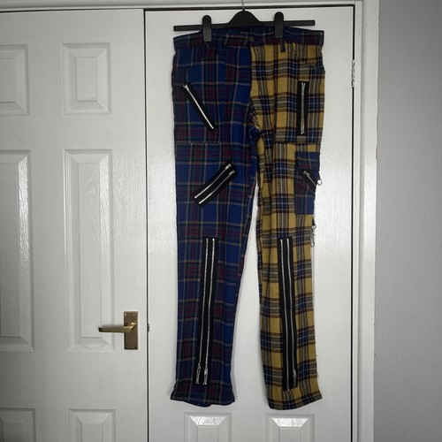 Blue yellow tartan bondage - blue,