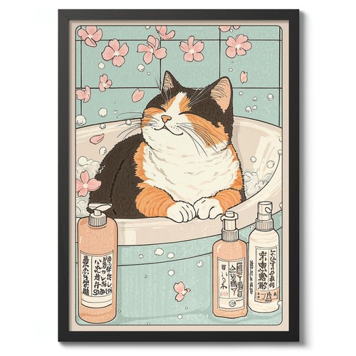 Cat bathtime anime japanese - cat,