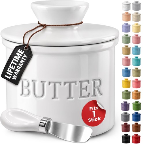 Butter crock with lid ceramic - butter,