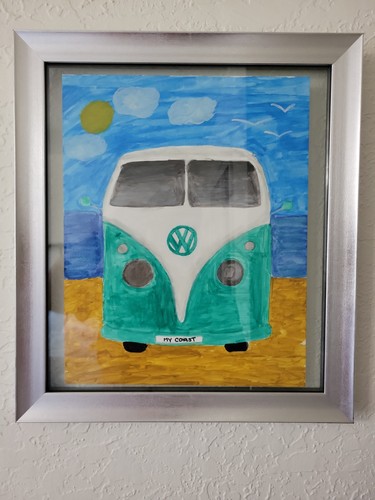 Bus original framed - vw, artwork