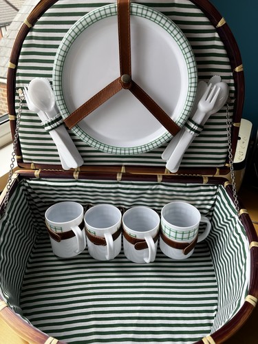 Vintage bamboo picnic basket - vintage,
