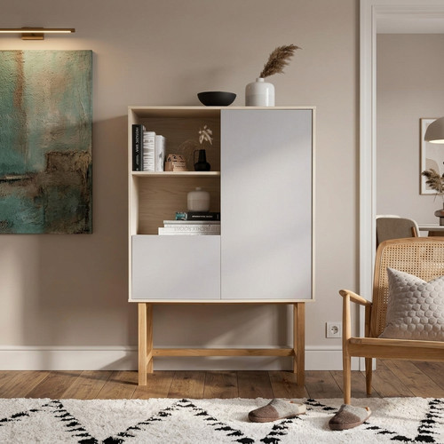 Tall storage cabinet oak - cabinet,