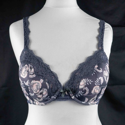 34b grey floral lace bra - lace,