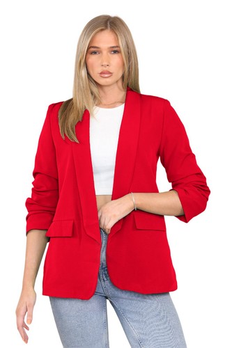Womens ruched sleeve blazer - ruched,