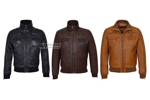Mens bomber real leather - real,