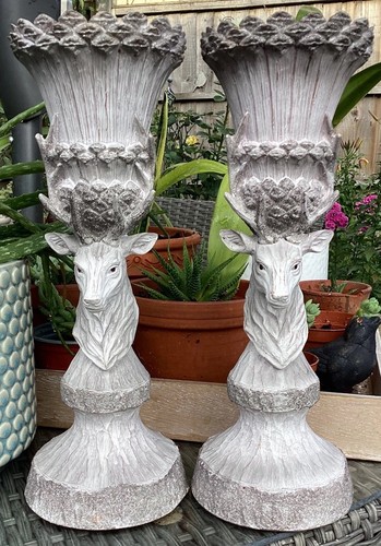 Pair stag deer head candle - head,