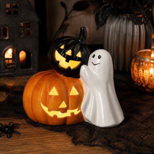 Ceramic ghost pumpkin design - pumpkin,