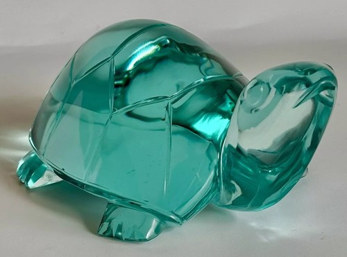 Aqua blue glass turtle - turtle, length