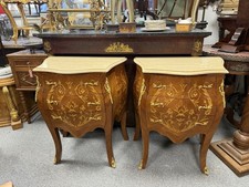 Pair marble top bedside - of,