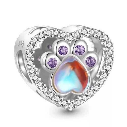 S925 sterling silver pet paw - silver,