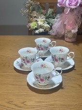 Royal Wessex China Cups And Saucers, 4 Saucers 4 Cups Floral Pattern,