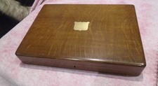 ANTIQUE OAK  WOOD CANTEEN OF CUTLERY BOX   STORAGE  DISPLAY  WALKER & HALL LABEL