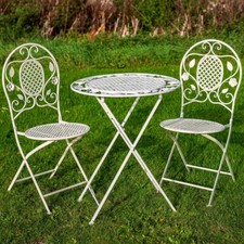 Cream Metal Bistro Set Garden