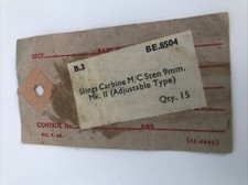 WW2 Original Military Ticket Slings Carbine M/C Sten 9mm Mk II Adjustable Type