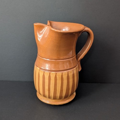 Vtg redware pottery yellow - pottery,