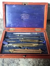 Antique Mahogany Cased Set Technical Drawing Instrument Boxed Set - A.G.Thornton