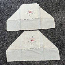 Dorma Floral Embroidered Arm Caps Cream Cotton Sofa Chair Protectors New