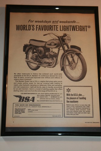 Framed bsa bantam motor cycle - framed,