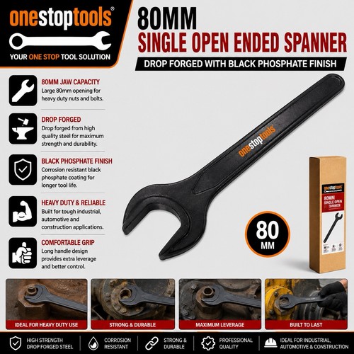 Open ended spanner wrench 80mm - ended,