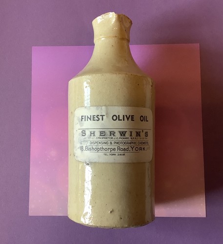 Antique stoneware olive oil - olive,
