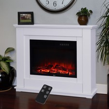 2-SizeModern Electric Fire Suite - 30"/34" Remote Inset Fireplace with Surround