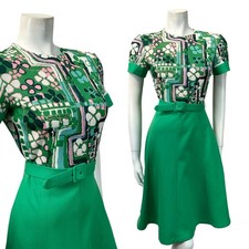 VTG 60S GREEN PINK WHITE